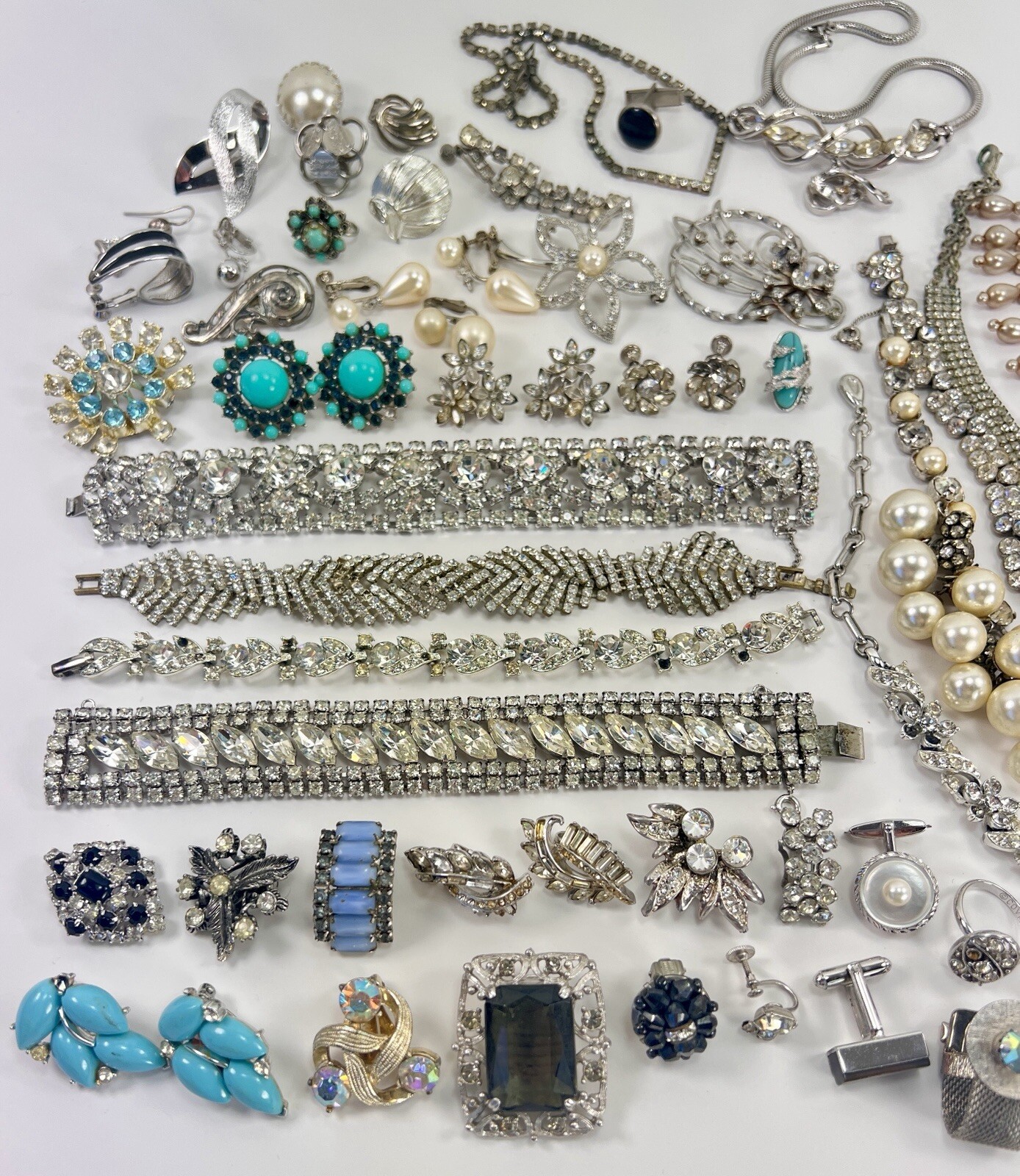 Vintage Kramer Bogoff Lisner + Rhinestone Jewelry Repair Parts Craft Lot #1