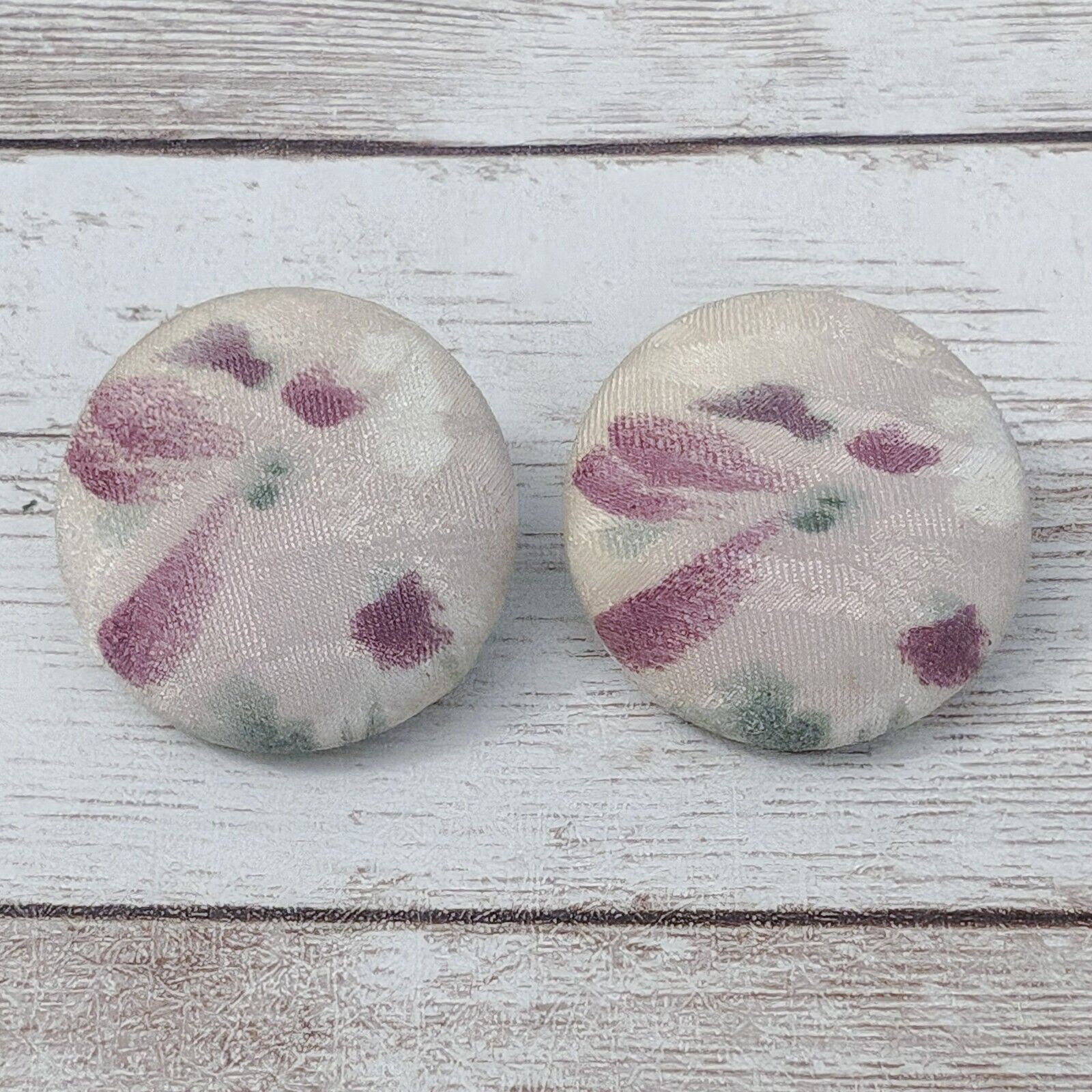 Vintage Clip On Earrings – Fabric Button Style 1 & 1/8″