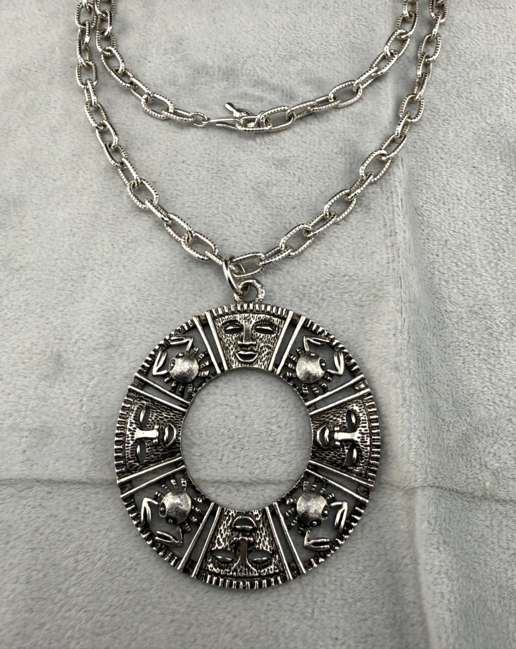 Vintage Sarah Coventry Cancer Zodiac Necklace Talisman Of Love 26″ Signed