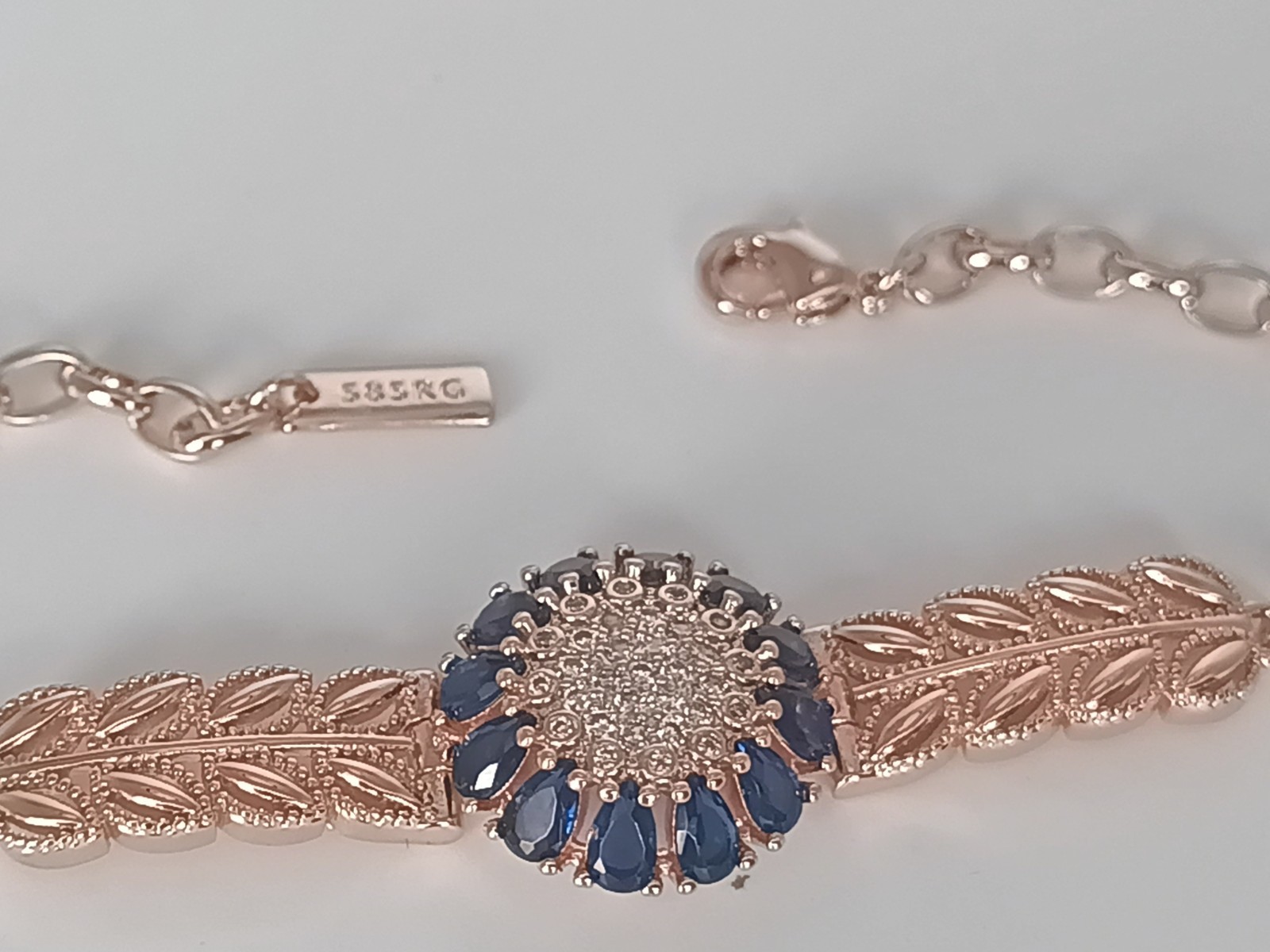 Vintage 1990-s Rolled Gold Sapphire Bracelet- Hallmarked 585 RG!!