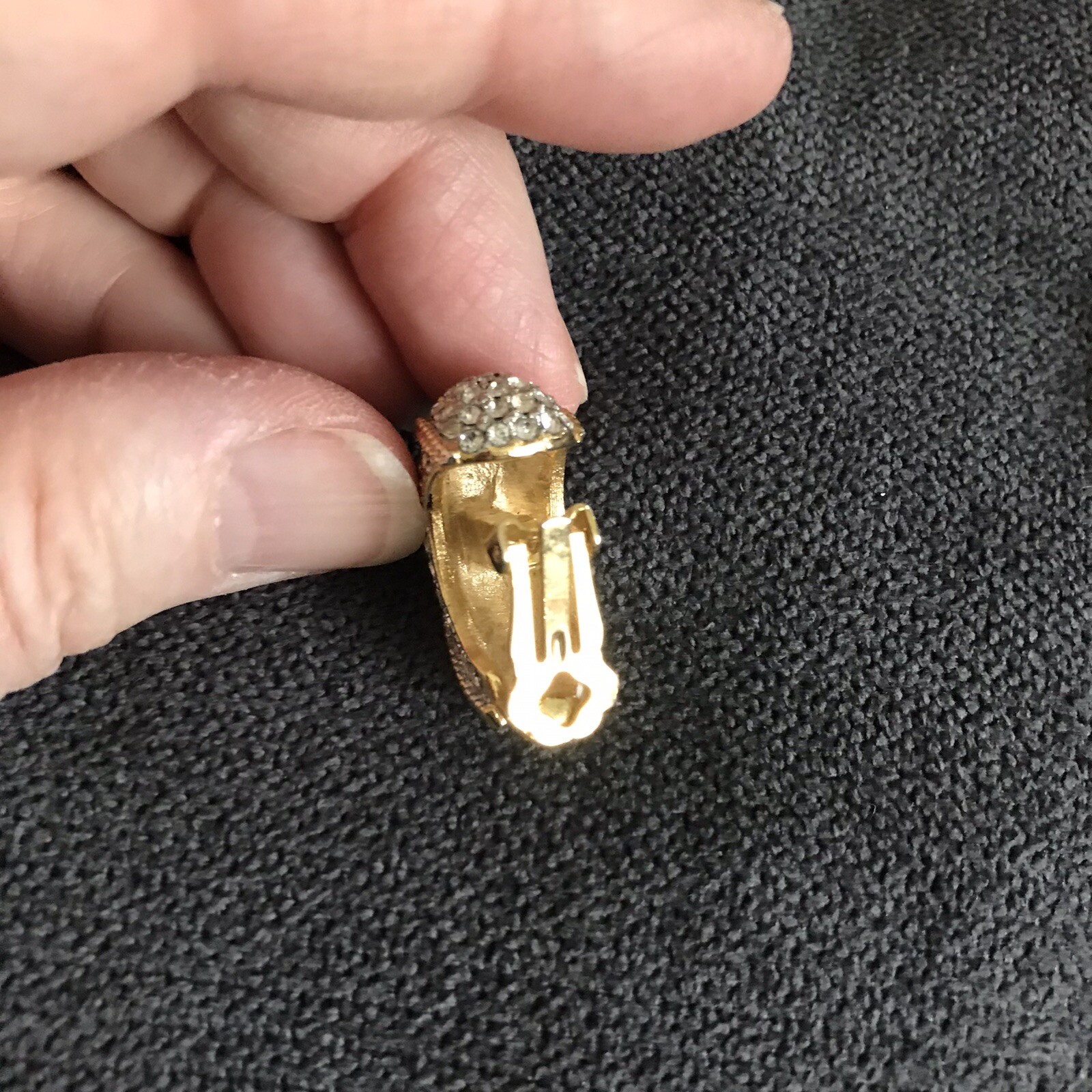 Earrings,Dressing~Gold-Tone+CZ Sparkling Rhinestones w/Gold trim-clip on~Pre-Own