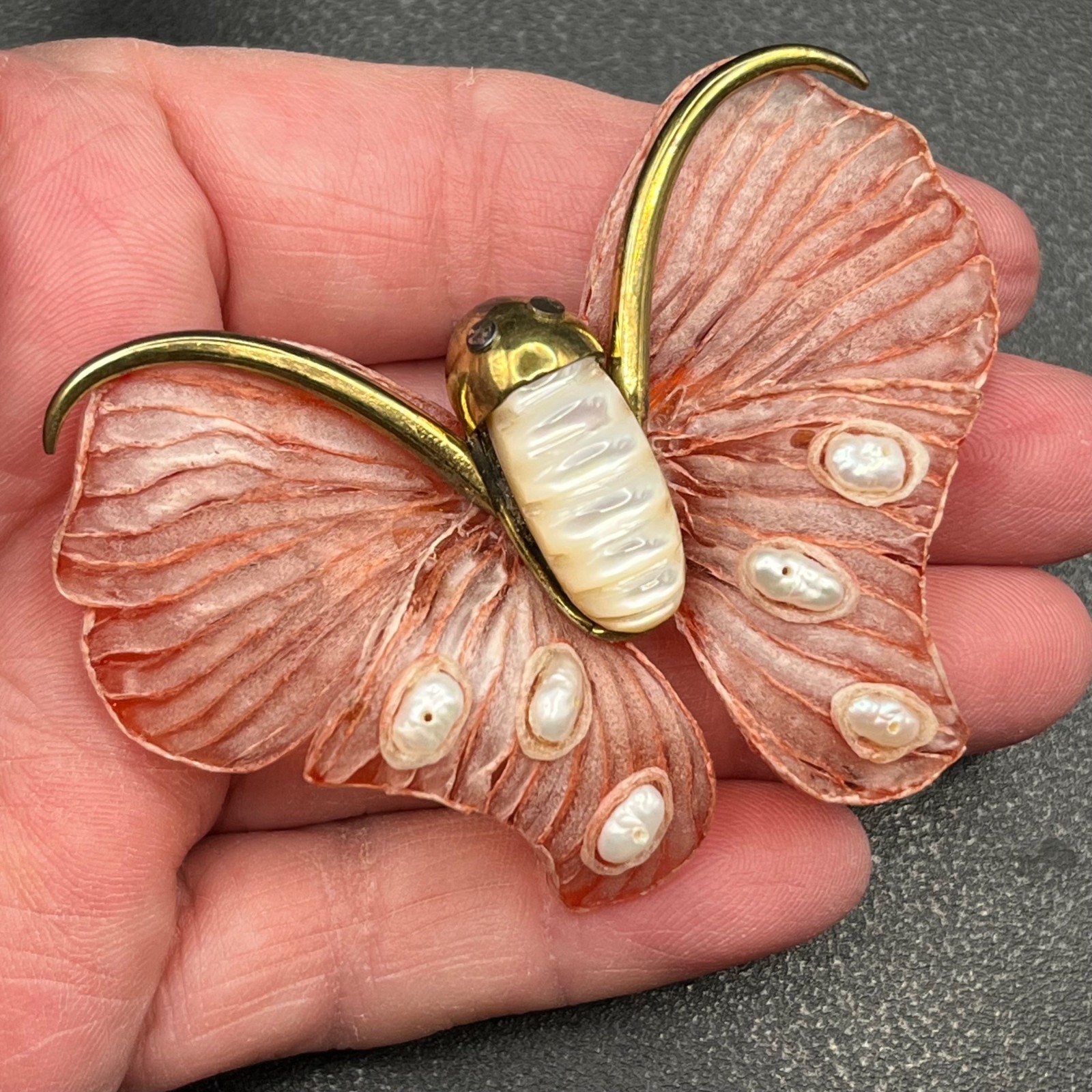 Fabrice Paris Large Butterfly Brooch – Acetate, MOP & Baroque Pearls