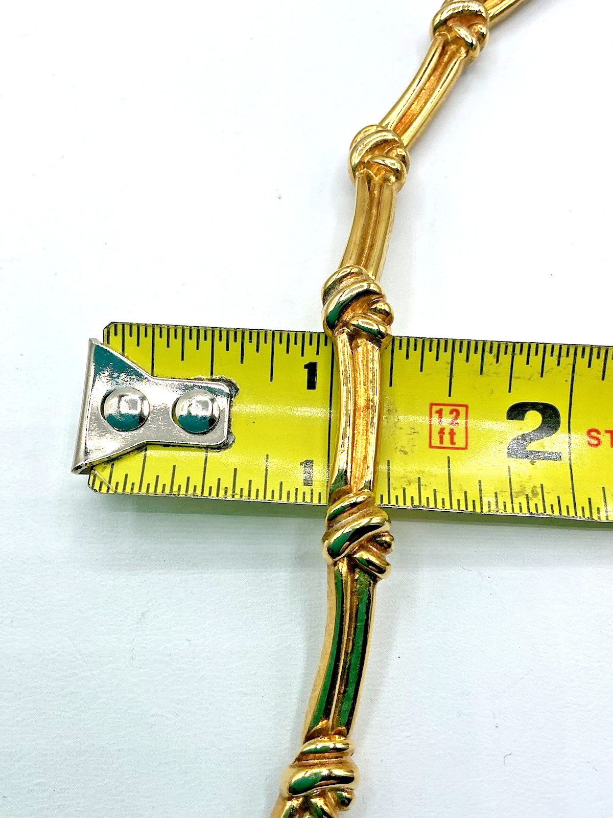 Vintage Gold Tone Love Knot Bar Link 18″ Statement Heavy Necklace Unbranded