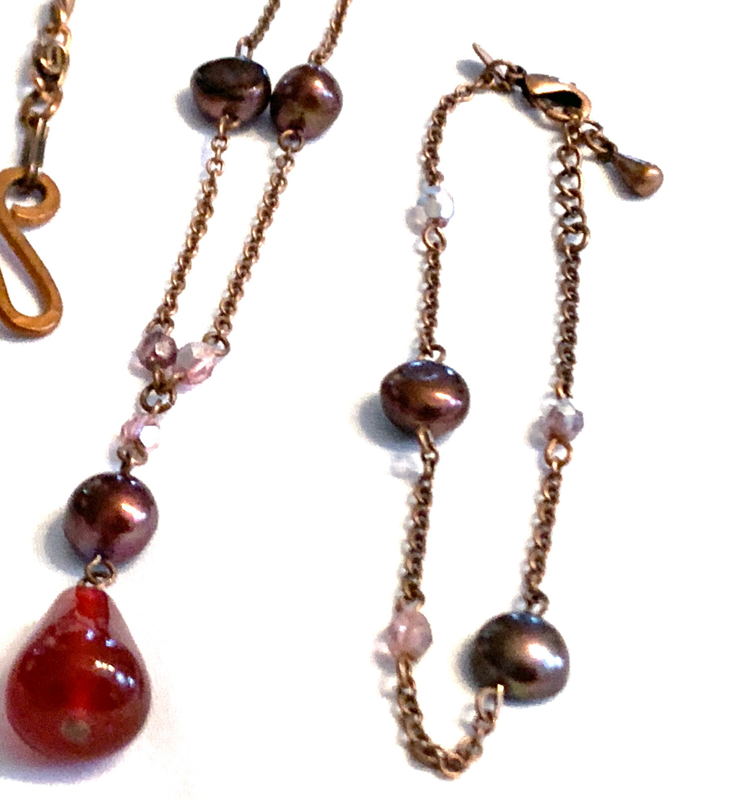 Lot 3 Copper Signed Premier Designs Etc. Matching Necklace + Bracelet Etc.