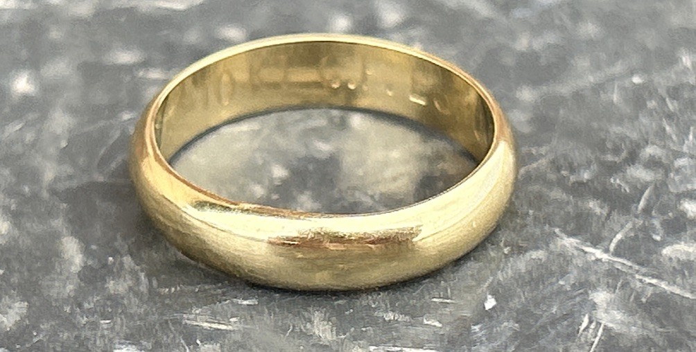 Signed ESPO 10k Gold Filled Ring Wedding Band Size 6 Vintage 4MM Wide Band