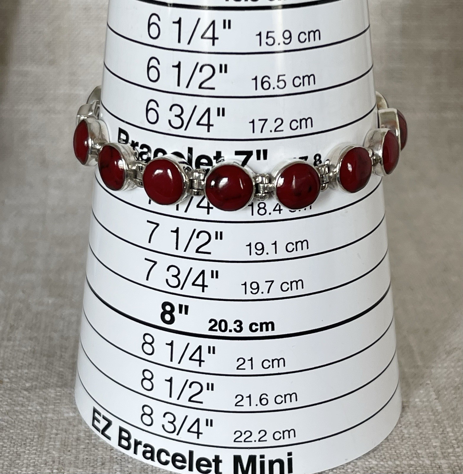 Vintage Sterling Silver Taxco Mexico 950 Red Jasper Hinged Links Bracelet 30g 7”