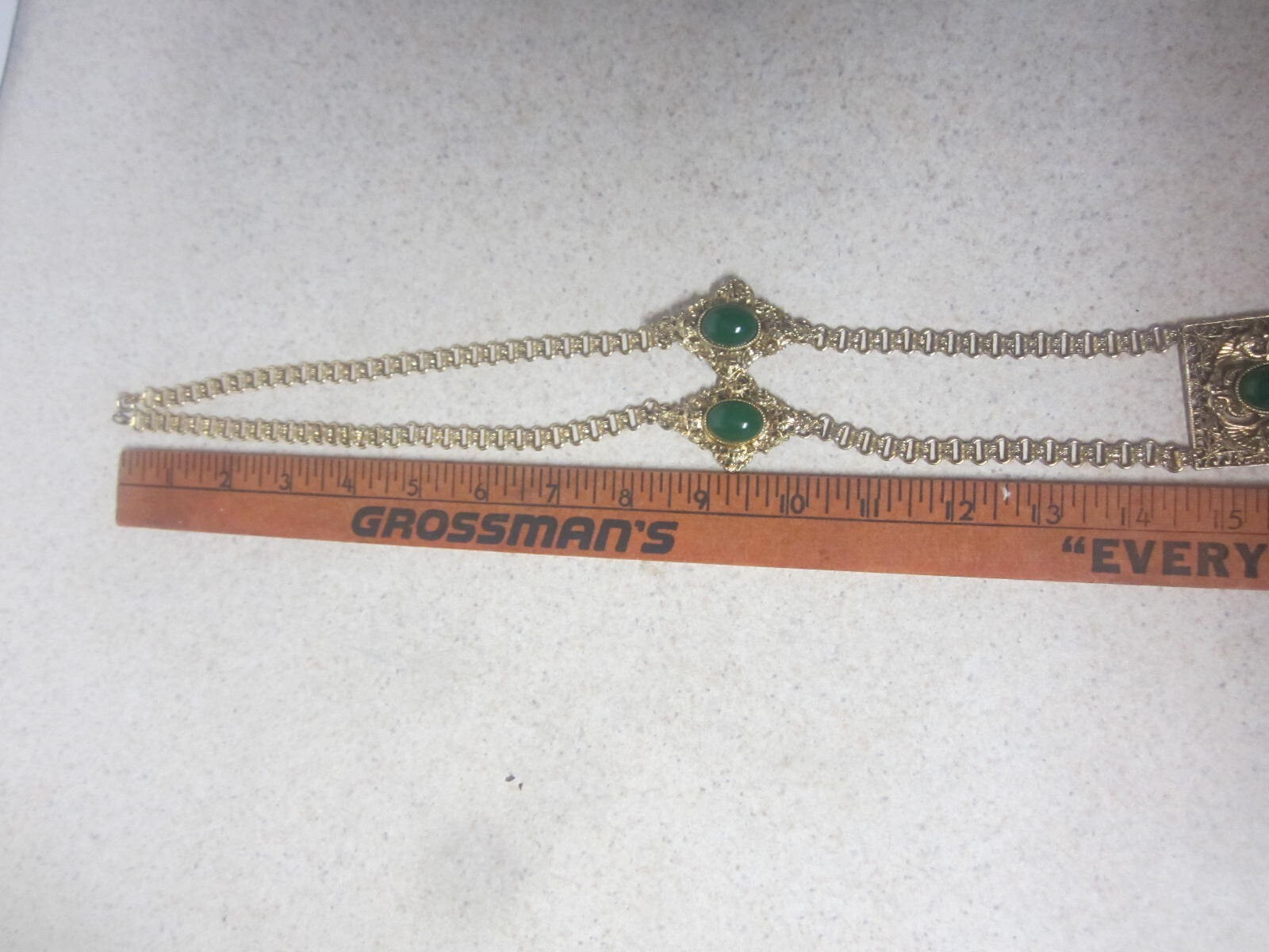 VINTAGE EDLEE DRAGON LAVALIER NECKLACE WITH DANGLES GOLD TONE