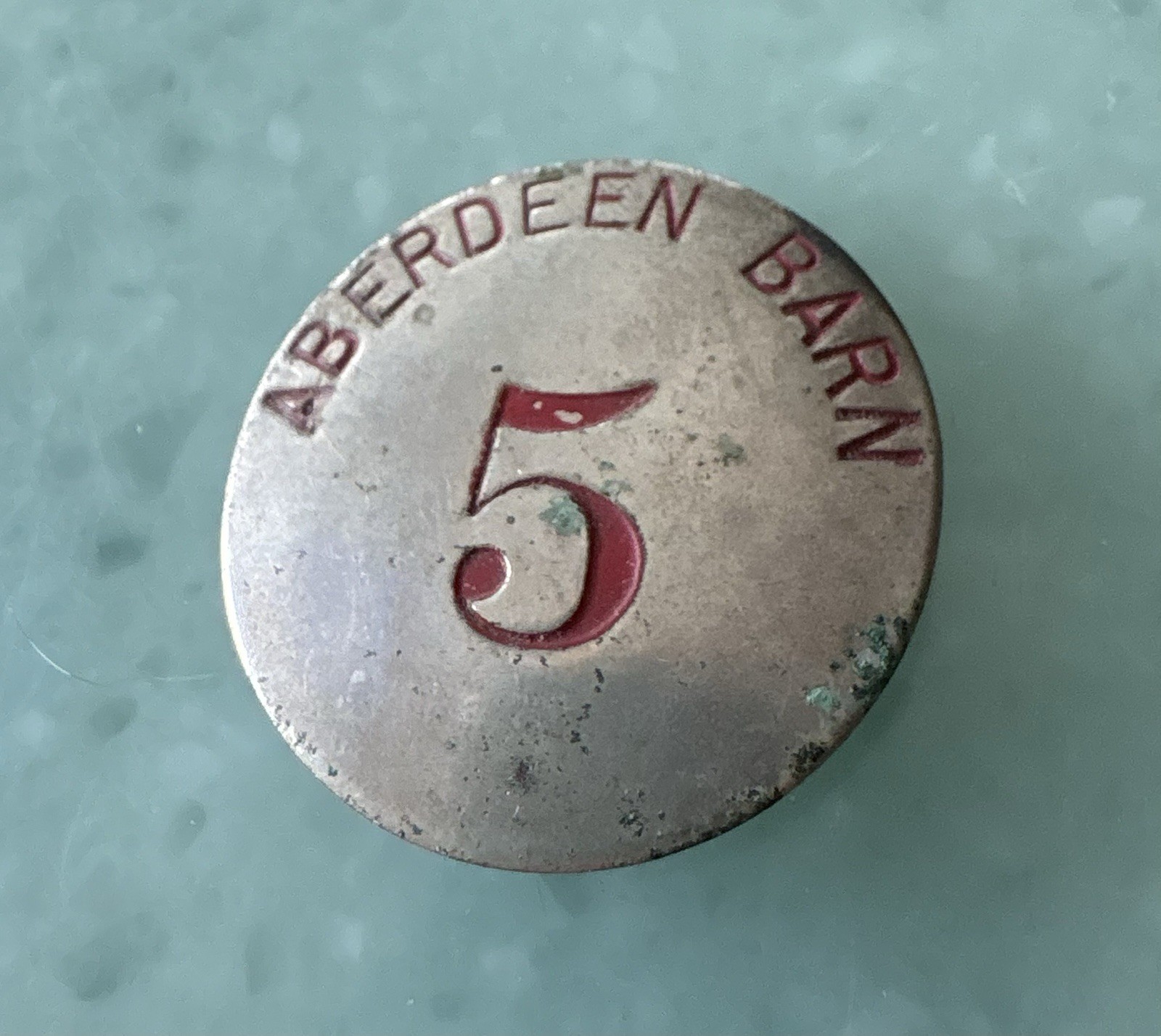 Vtg Metal Brooch Aberdeen Barn Restaurant Server, Lamb Seal & Stationry Co Mark