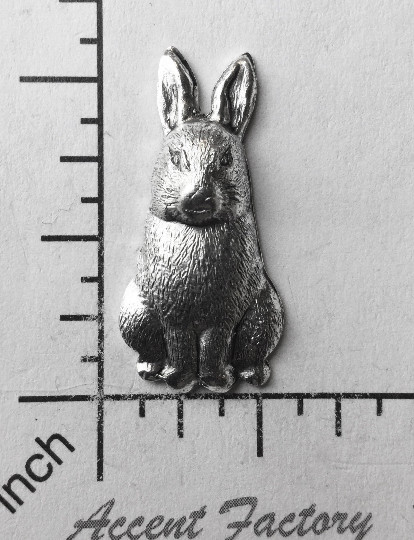 42134 2 Pc Matte Silver Oxidized Rabbit Brass Jewelry Finding