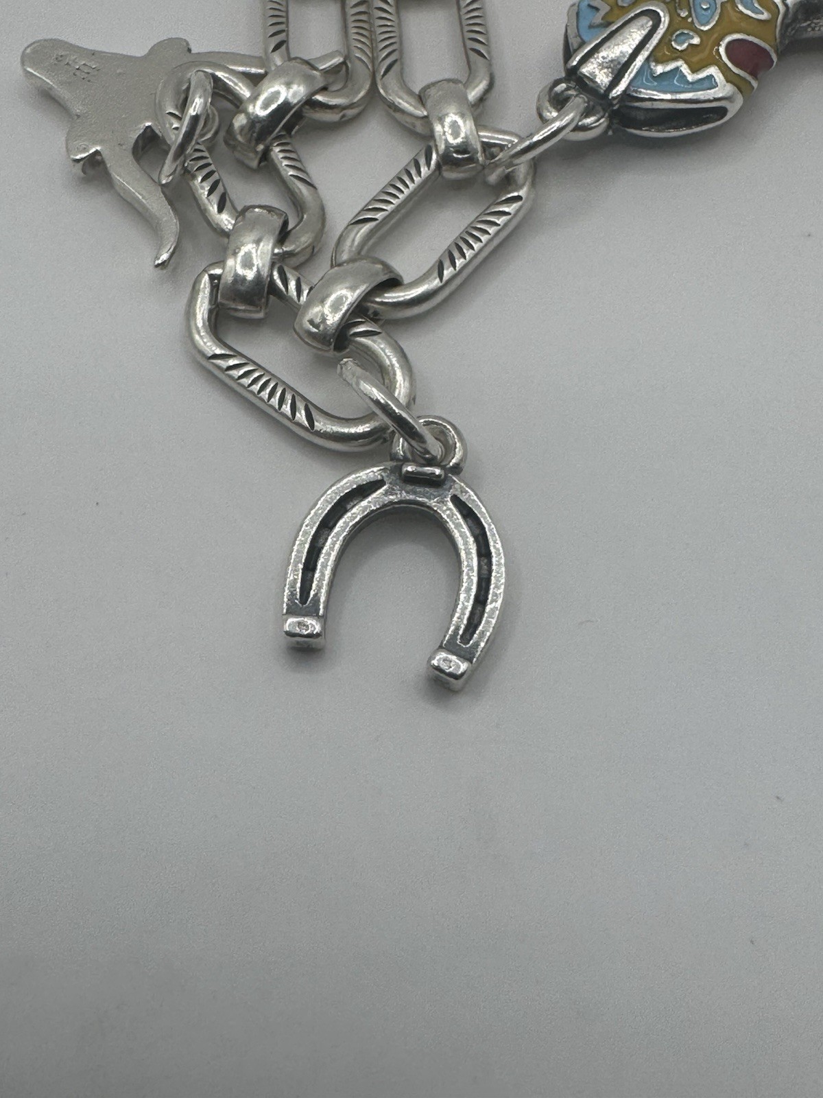 James Avery 7” Ornate Link Charm Bracelet with 8 Charms – 🤠 Western Flare!