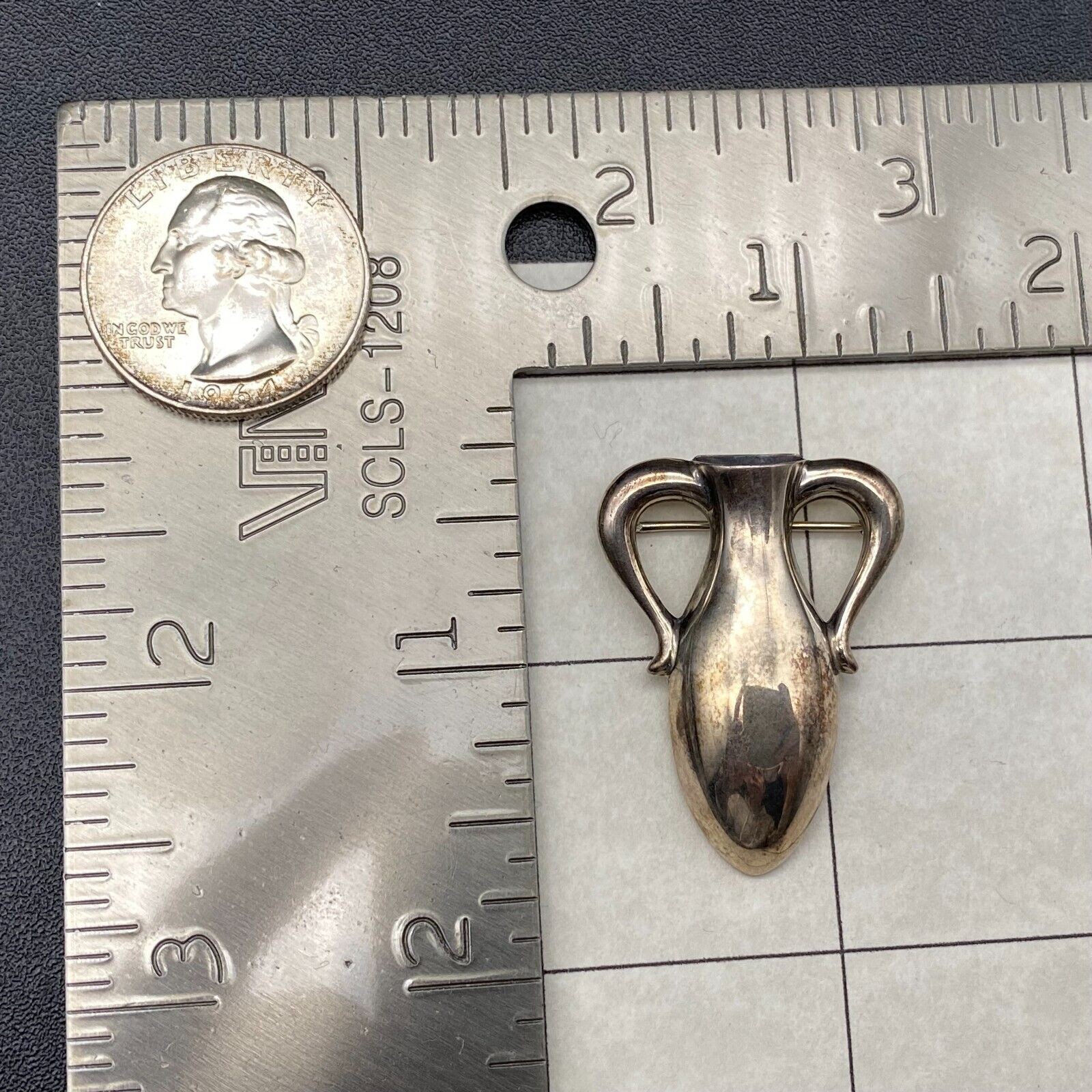 Vintage James Avery Vase Sterling Silver Brooch Pin