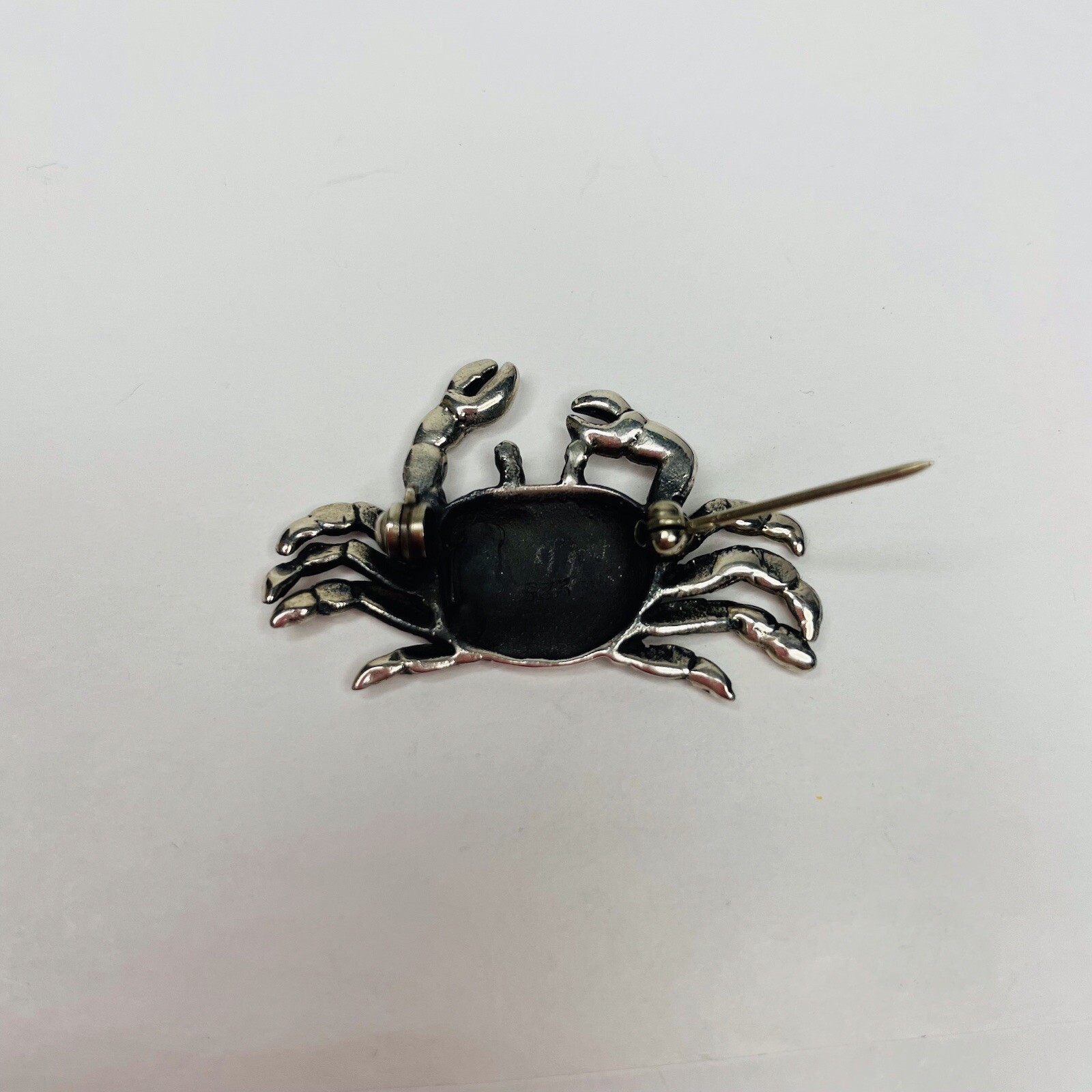 VINTAGE 925 STERLING SILVER ARTISAN CRAB BROOCH July Zodiac Cancer Cute 6.62 g.