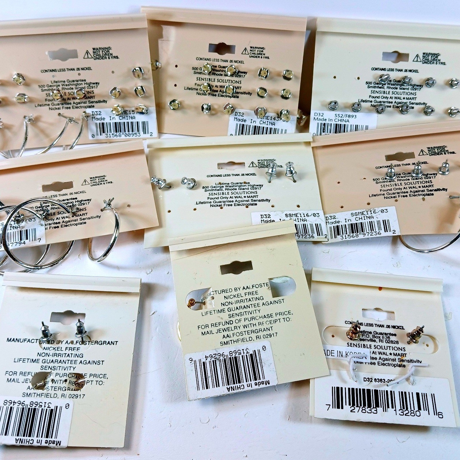 Lot Vintage Y2K Sensible Solutions Earrings Studs Hoops Nickel Free Deadstock