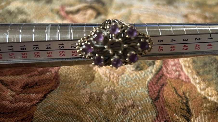 Vintage Sterling Ring Multiple Purple Stones SZ 5