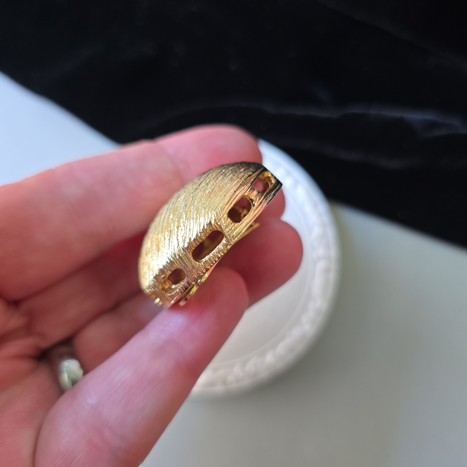 Vintage 80s Gold Tone Textured Large Earrings Clip On