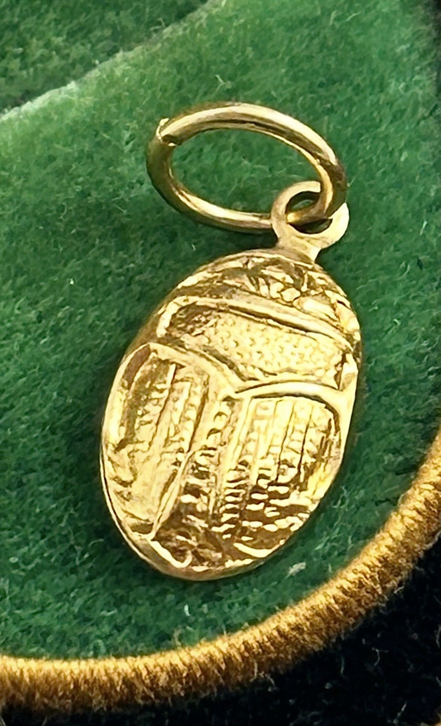 Vintage Scarab Charm Pendant Vintage Jewelry Egyptian Beetle Brass Metal Charm