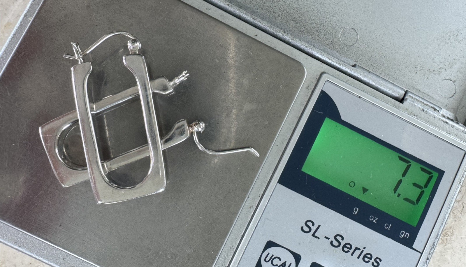 Vintage 925 Sterling Silver Modernist Rectangle Hoop Earrings Geometric Dangle