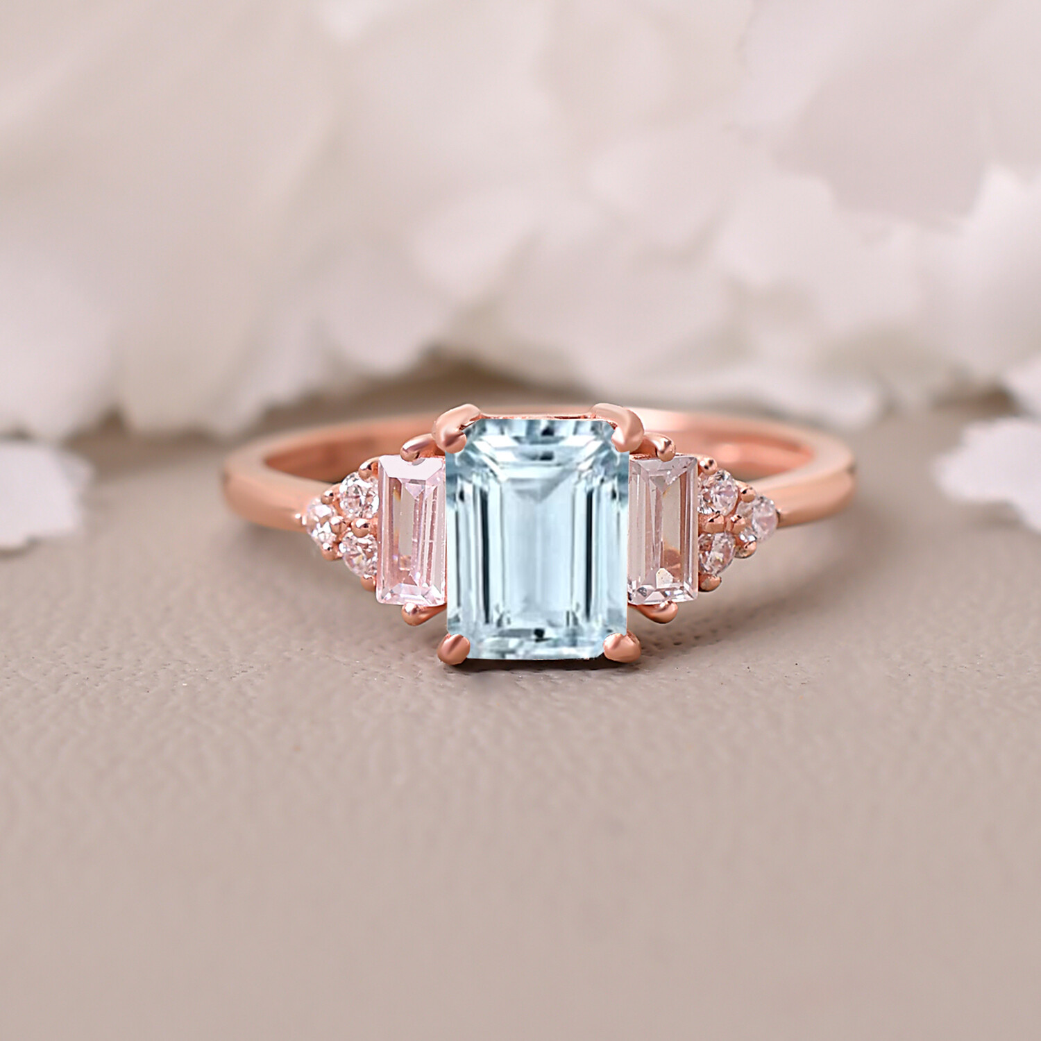Aquamarine Wedding Ring Anniversary Birthday Gift For Her Engagement RingJewelry