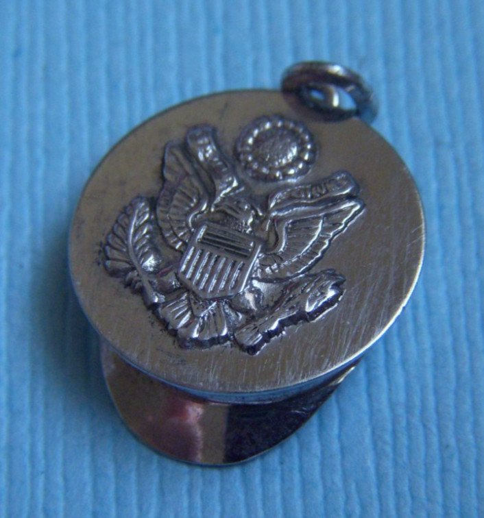 Vintage United States Army military cap hat sterling charm