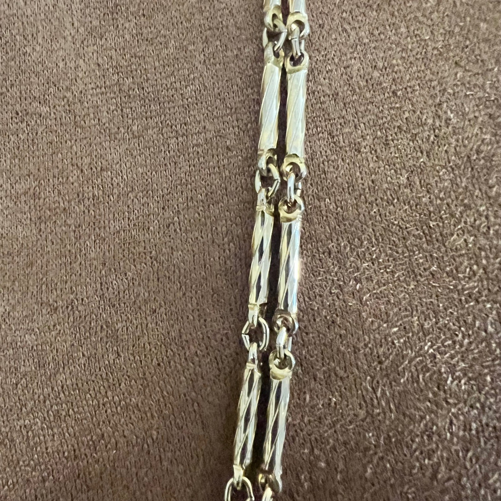 Monet Vintage Gold Tone Textured Bar Link Long Opera Chain Necklace 56″ Boho 70s