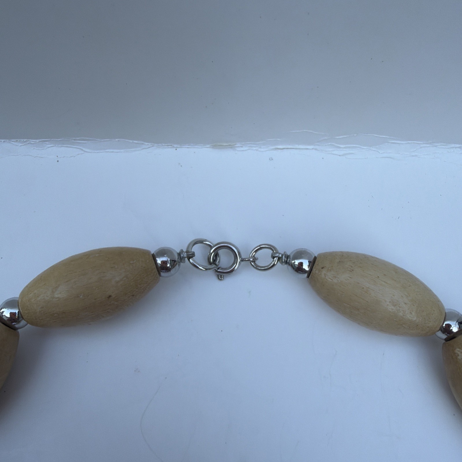 Vintage 90s Wood Bead Chunky Statement Necklace Boho Retro Women’s Jewelry