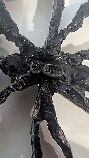 Vintage House of Joy Brutalist Blackened Iron Resin Butterfly Brooch Pin 60-70s