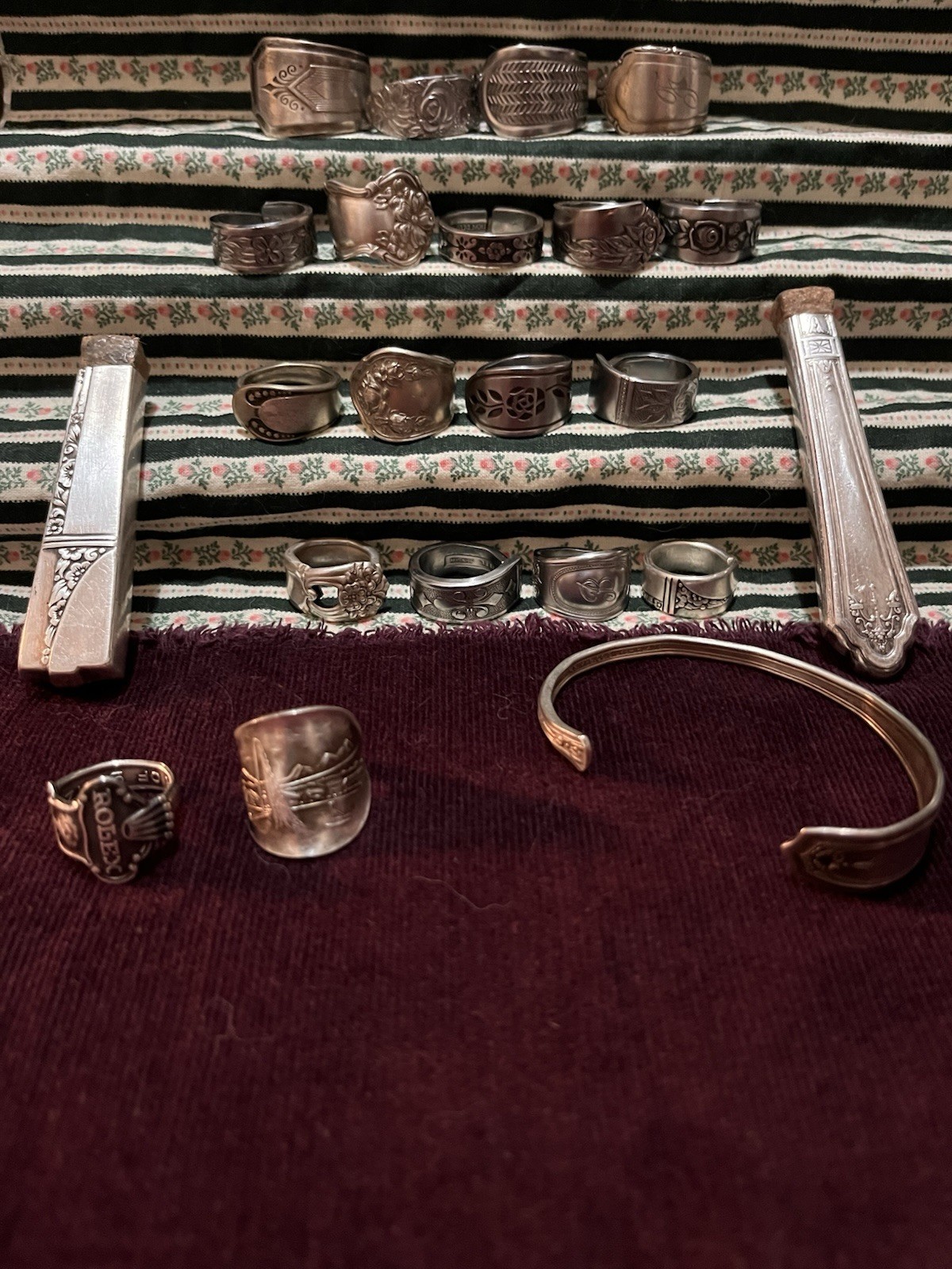Spoon Ring Lot Of 22 Pieces- Silver Plate& Stainless Steel- Antique & Vintage