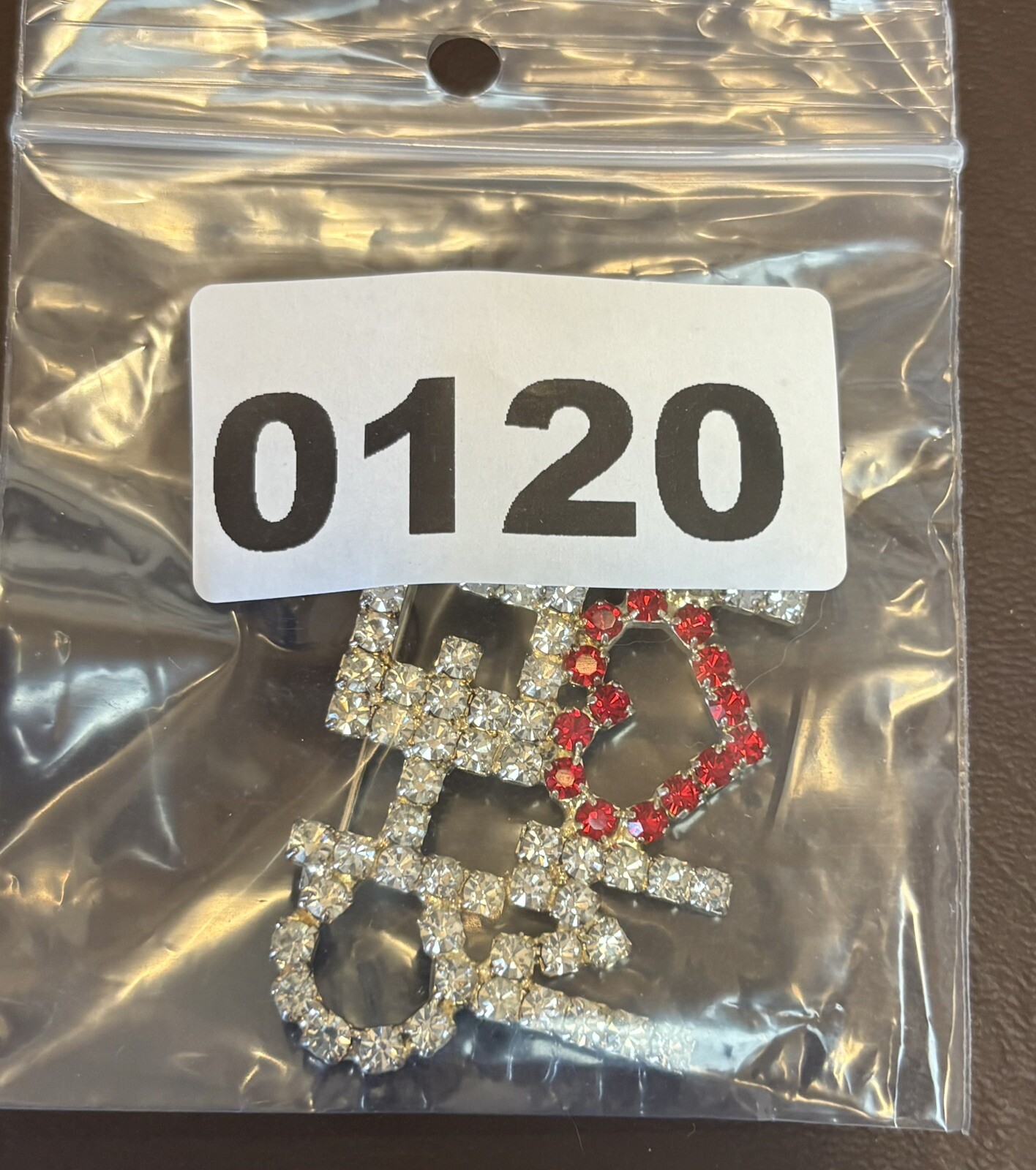 CHEER MOM SILVER TONE CLEAR RHINESTONES Statement RED HEART LARGE