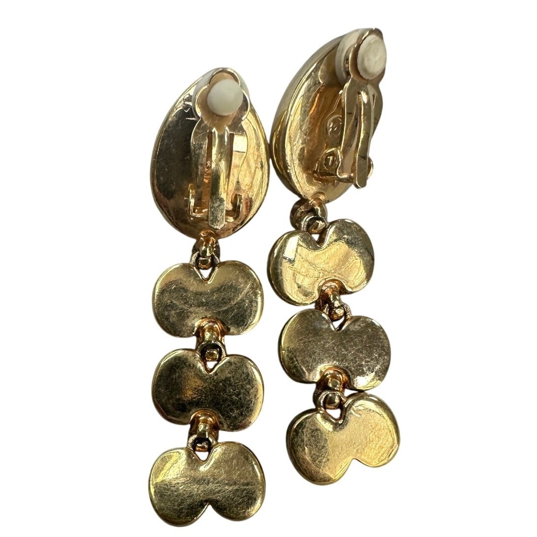Swarovski Multicolor Crystal Cabochon Gold Drop Earrings Savvy 90s Vintage