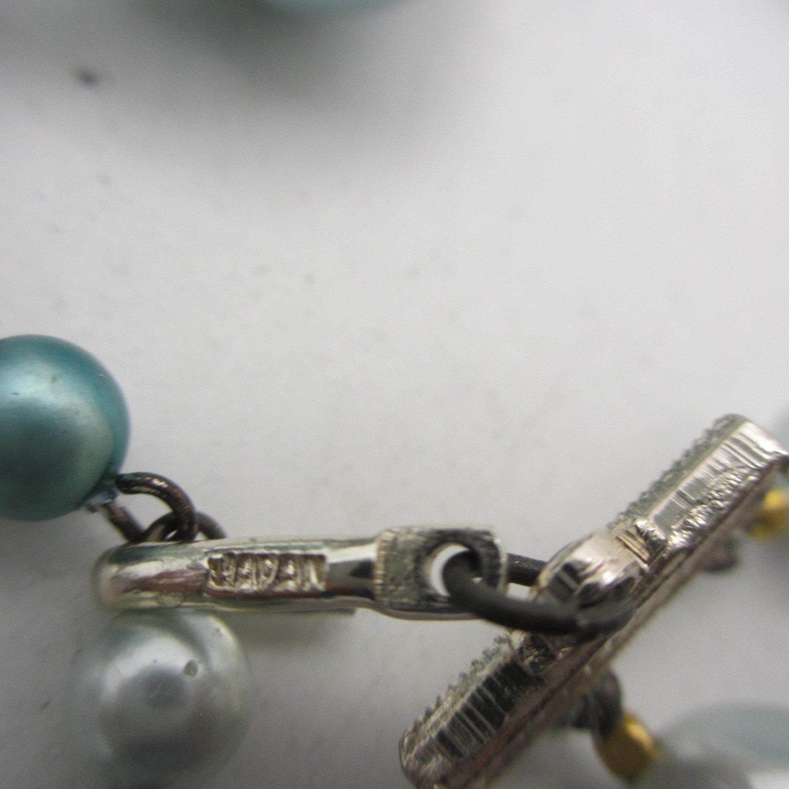 Vintage Beaded Necklace Blue Layered Japan 16 inch
