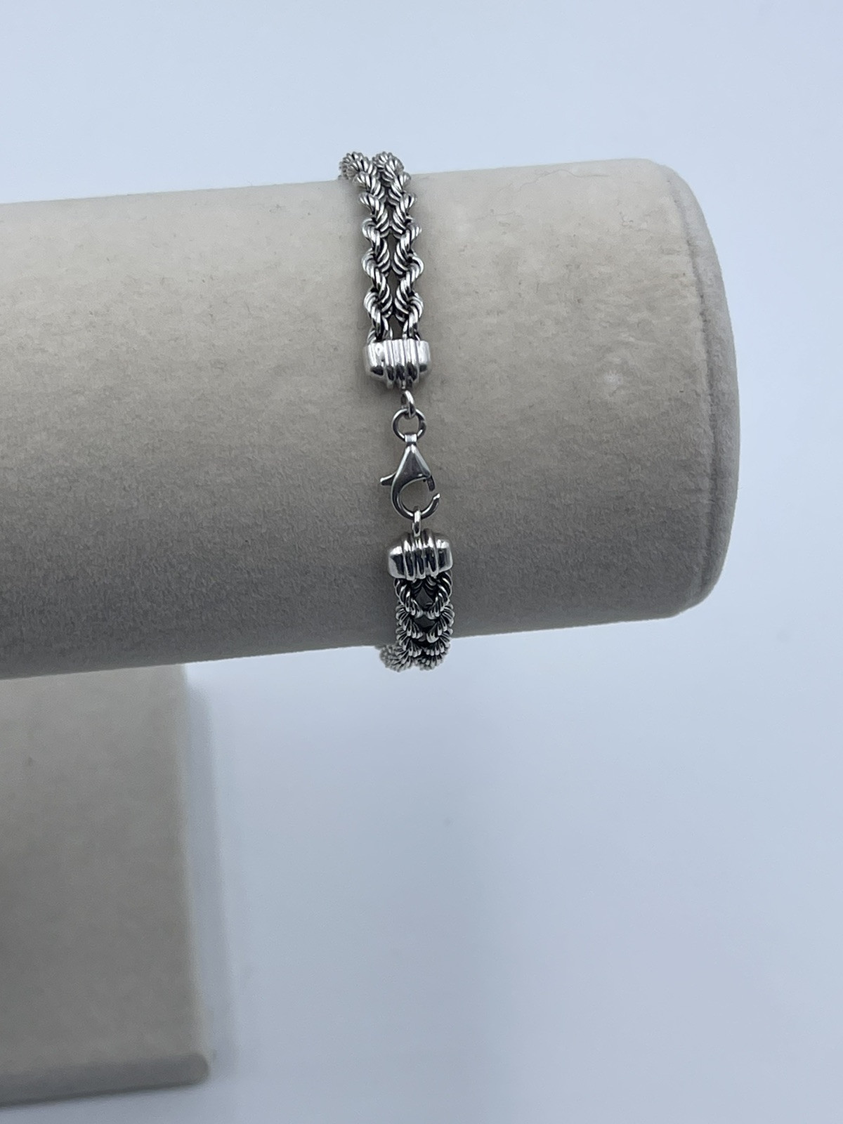 Vintage 925 Sterling Silver Bracelet Size 7 Width 6.4MM Double Braid