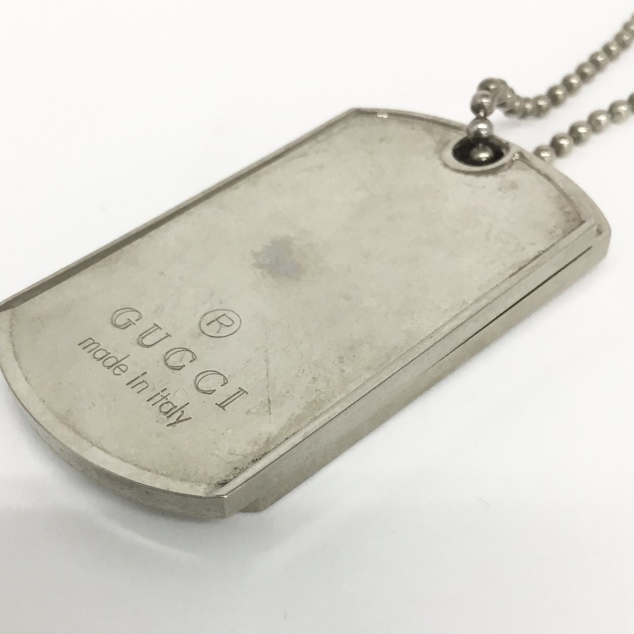 Auth GUCCI Excellent Condition Dog Tag Necklace Silver 925 Italy FS
