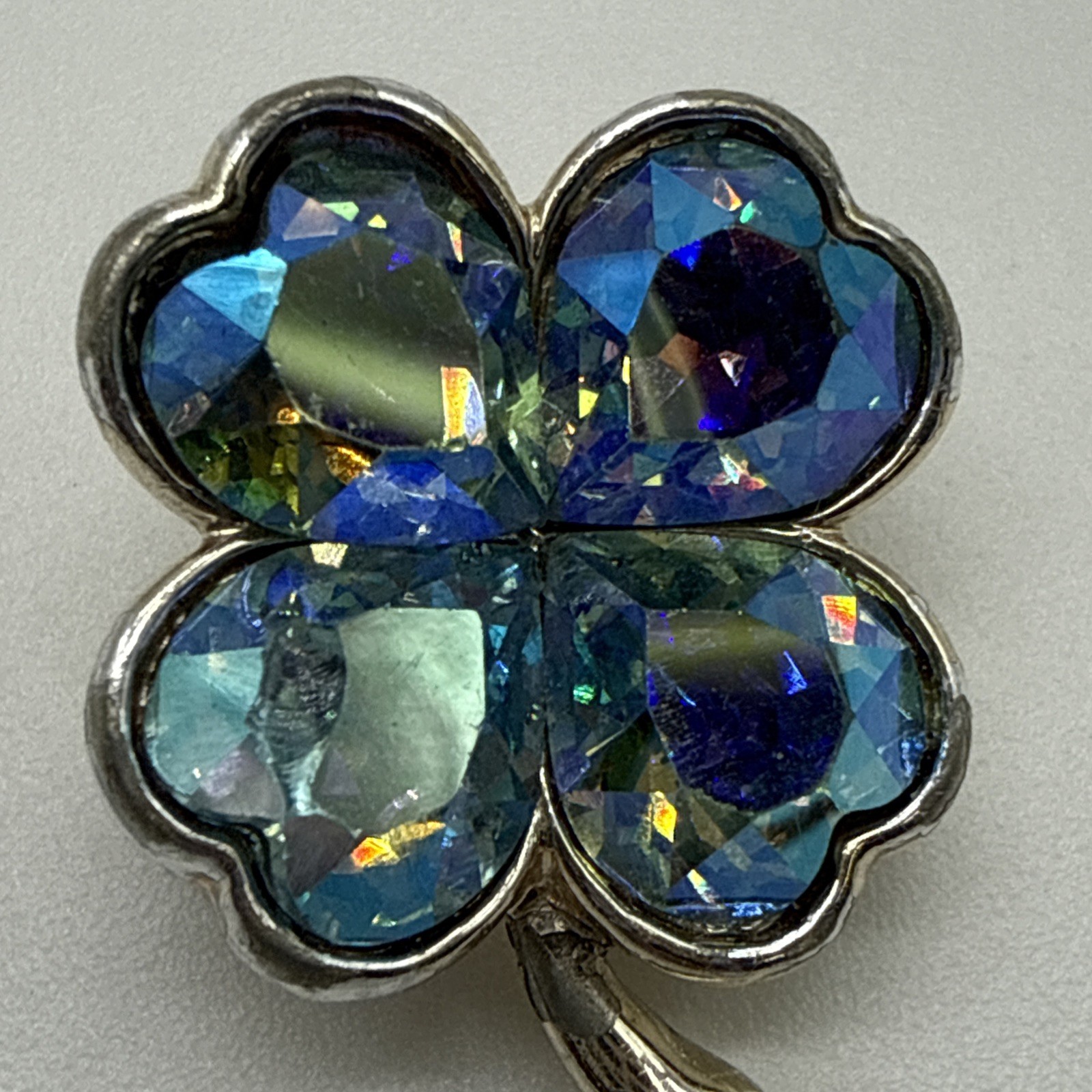 Estate Vintage Signed WEISS Clear Rhinestone Floral Brooch USA Seller