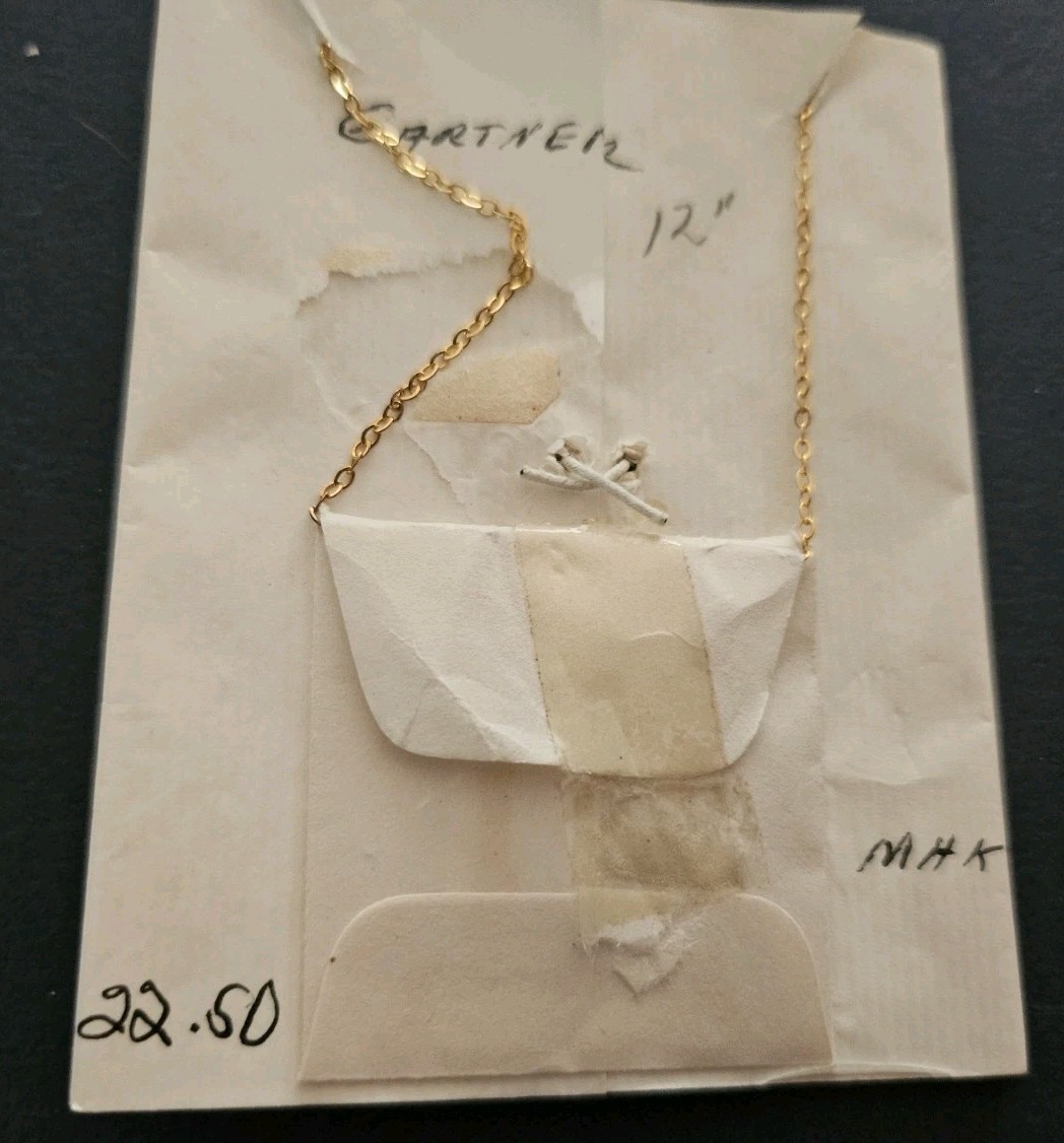1950s GARTNER Heart On 12″ Chain SOLD For $22 in 50s METAL CONTENT UNKNOWN