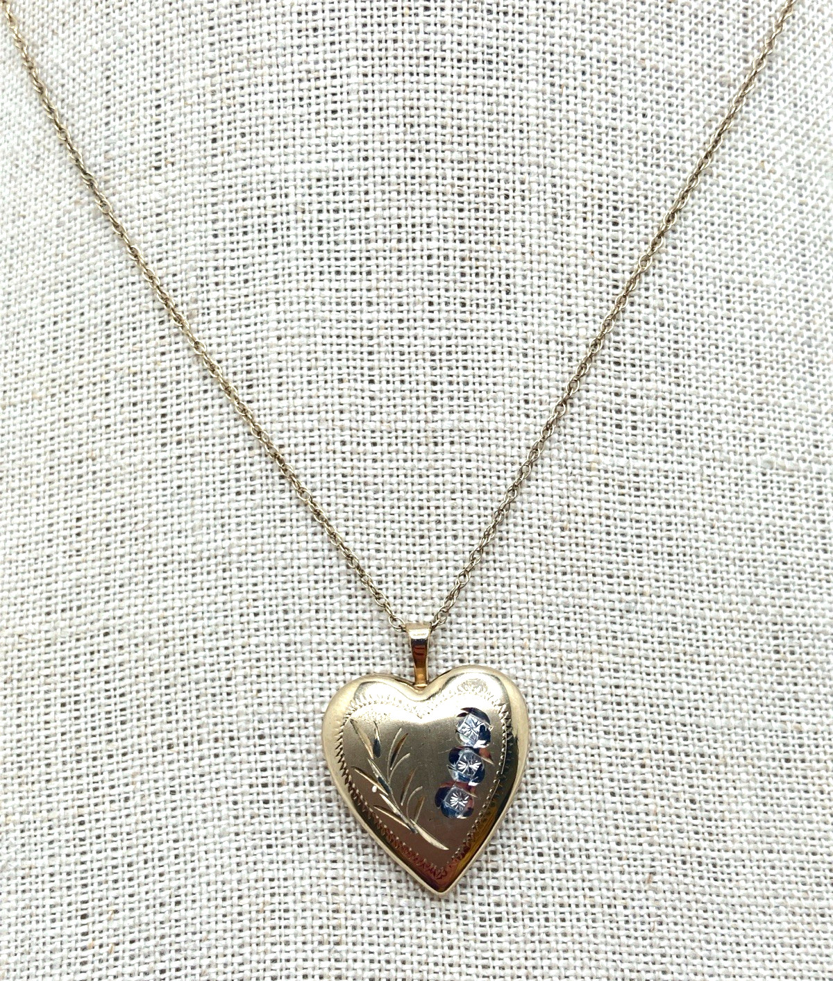 14K Gold-Filled Vintage Etched Locket Stamped PPO 18″