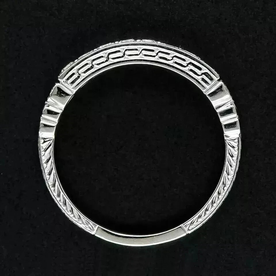 2Ct Art Deco Style Lab Created Diamond Engagement Band 14K White Gold FN Ring