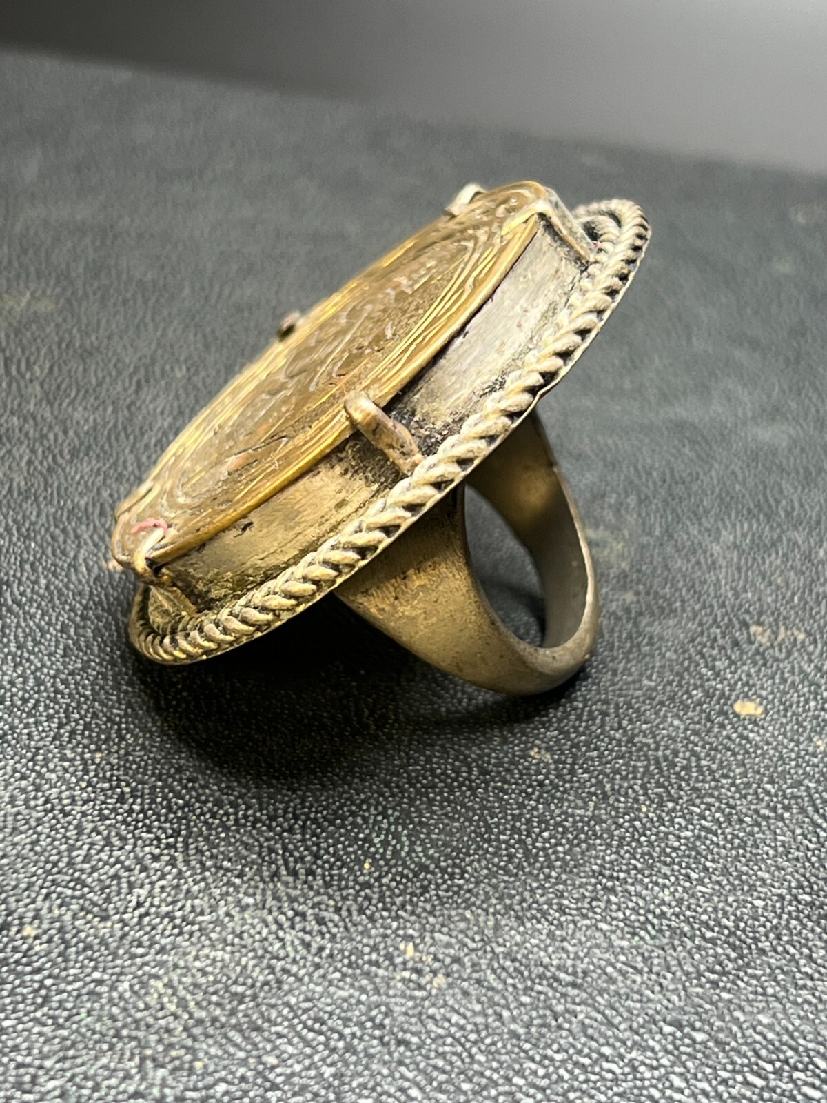 Old Antique Engraved Copper Ring
