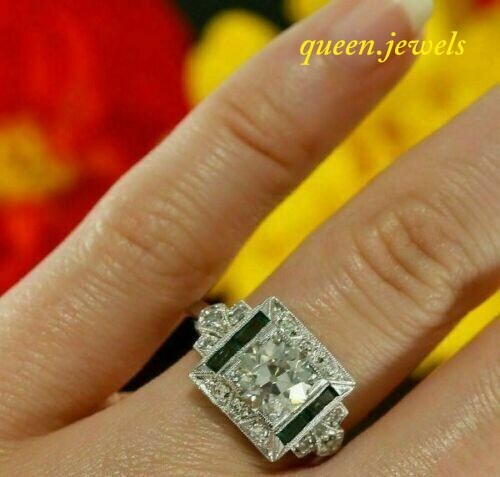 Round Cut 3CT Lab Created Diamond Vintage Engagement Ring 14K White Gold Finish