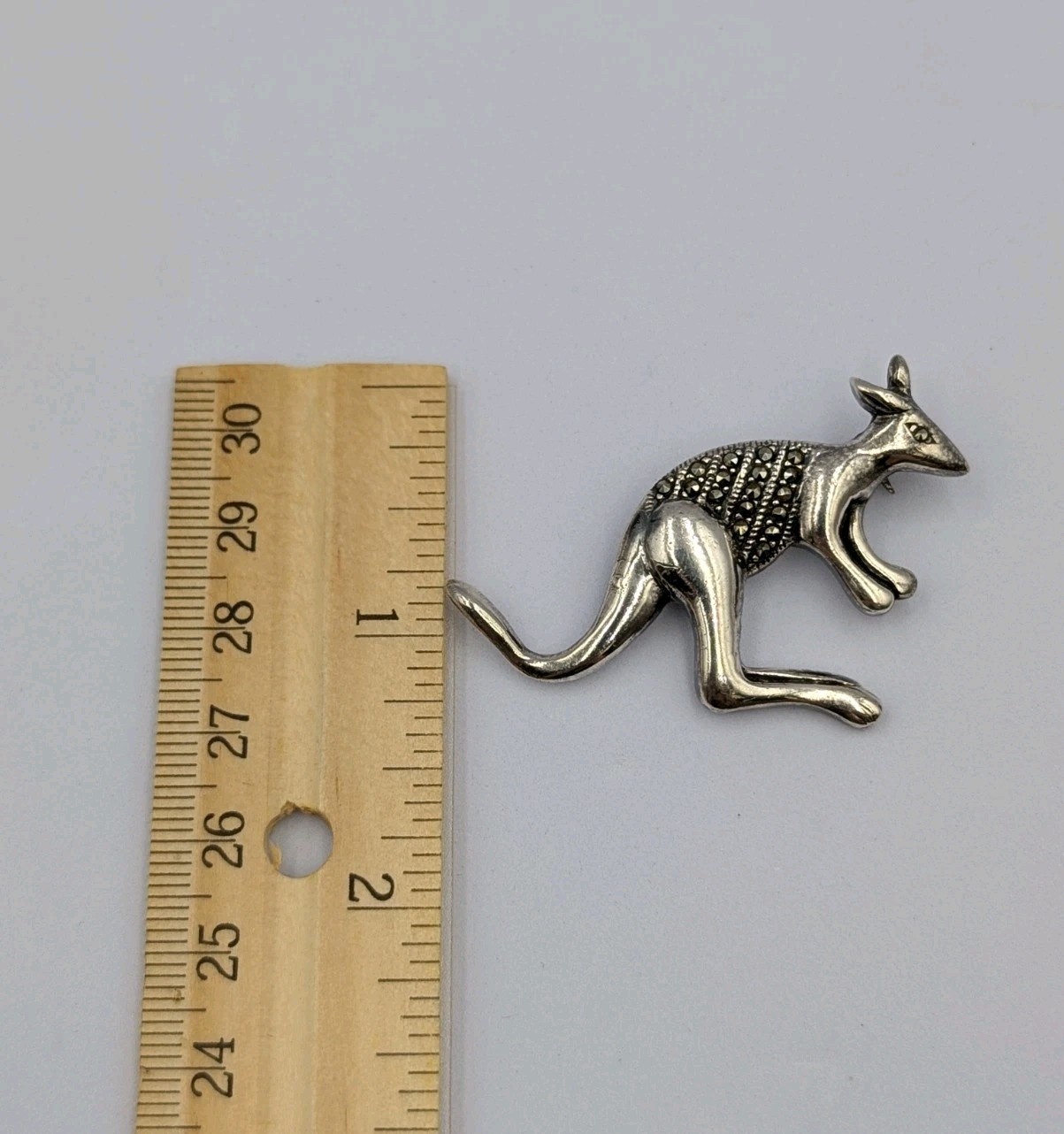 Vtg Sterling Silver Marcasite Large Kangaroo Animal Australia 925 Brooch – 12.3g