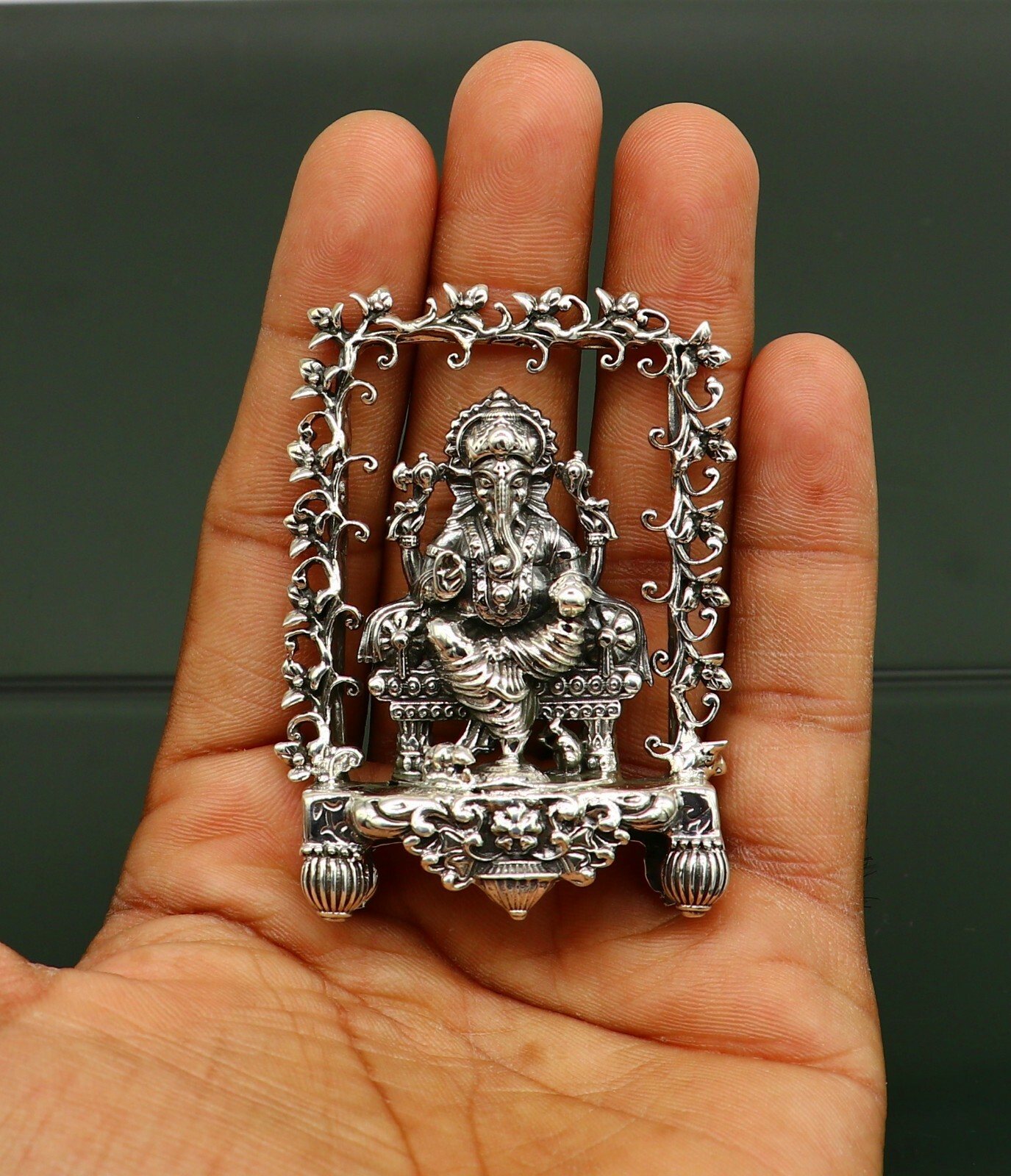 925 pure silver God Ganesha statue, figurine, puja article home temple art04