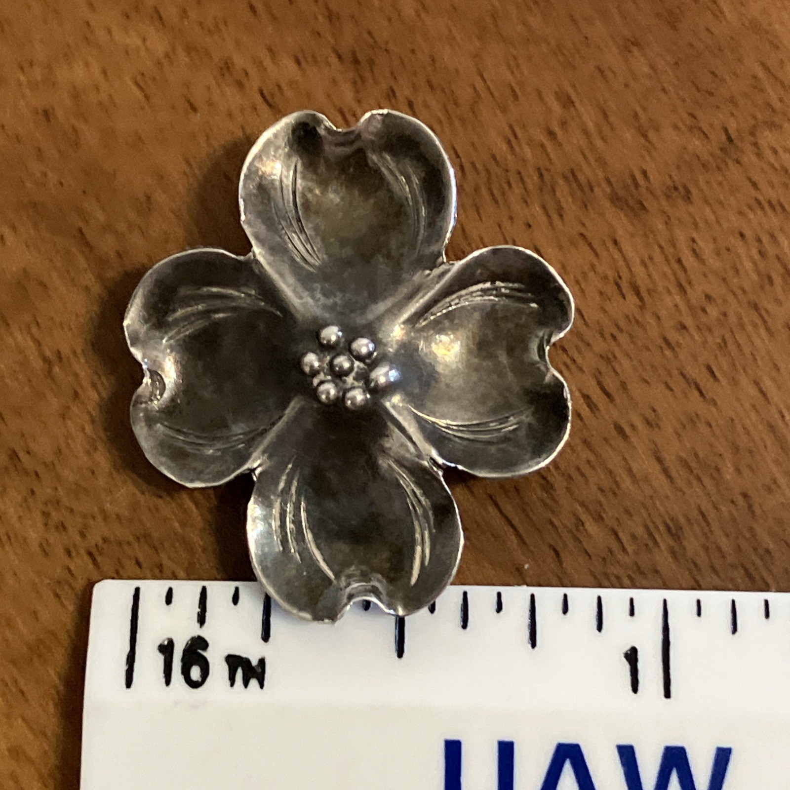 Vintage Stuart Nye Sterling Silver Hand Crafted Dogwood Flower Pin Brooch 1940s