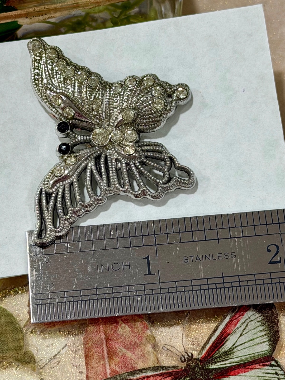 Butterfly Tact Pin, Silver-tone Filigree-style Gift for Her, Mom, Spring