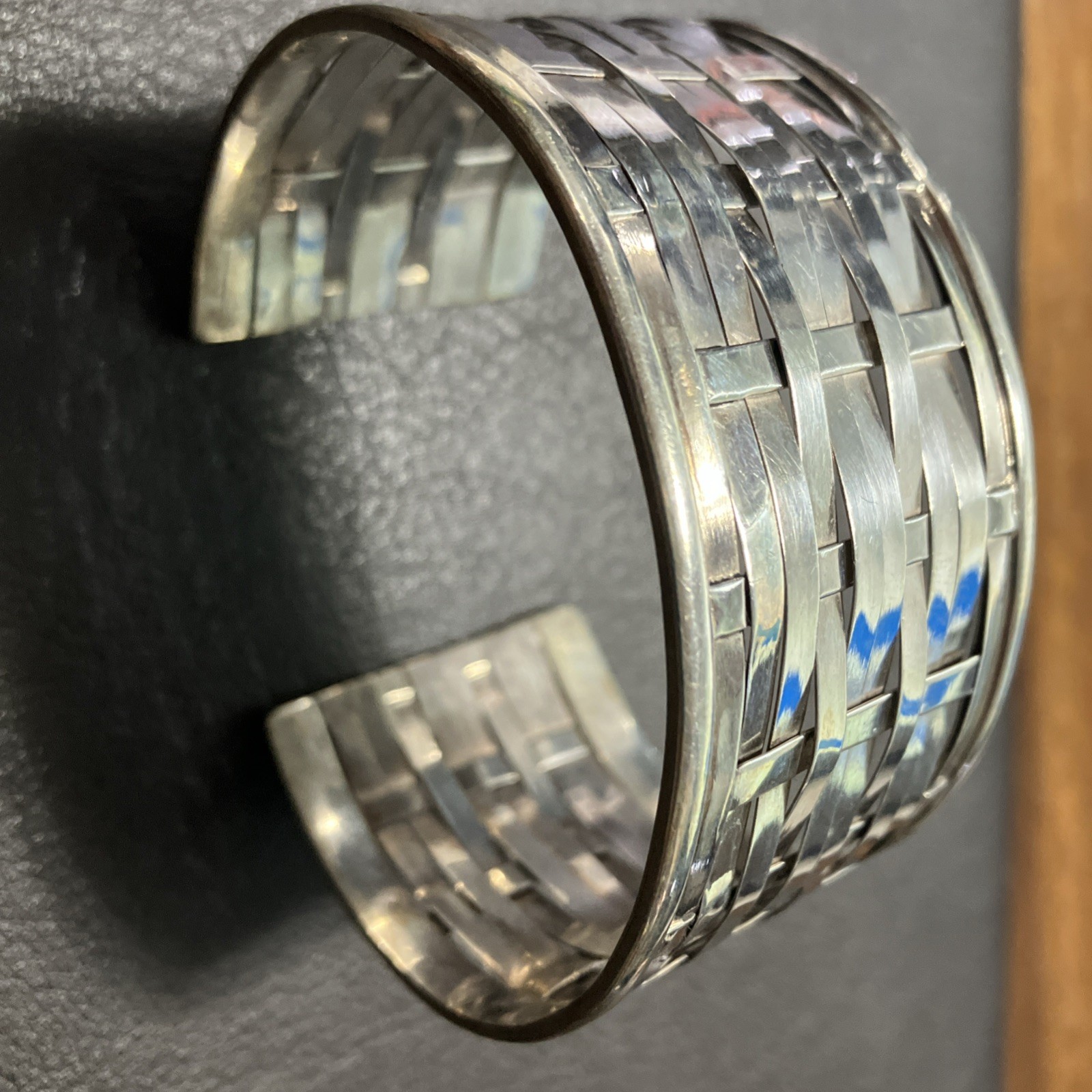 Sterling Silver 925 Cuff Woven 35 Grams Adult Unisex Adjustable