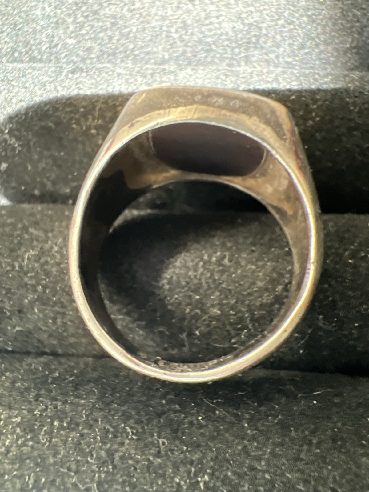 Vintage Clark & Coombs Sterling Silver Hematite Intaglio Signet Ring Sz 8, 7.3GM
