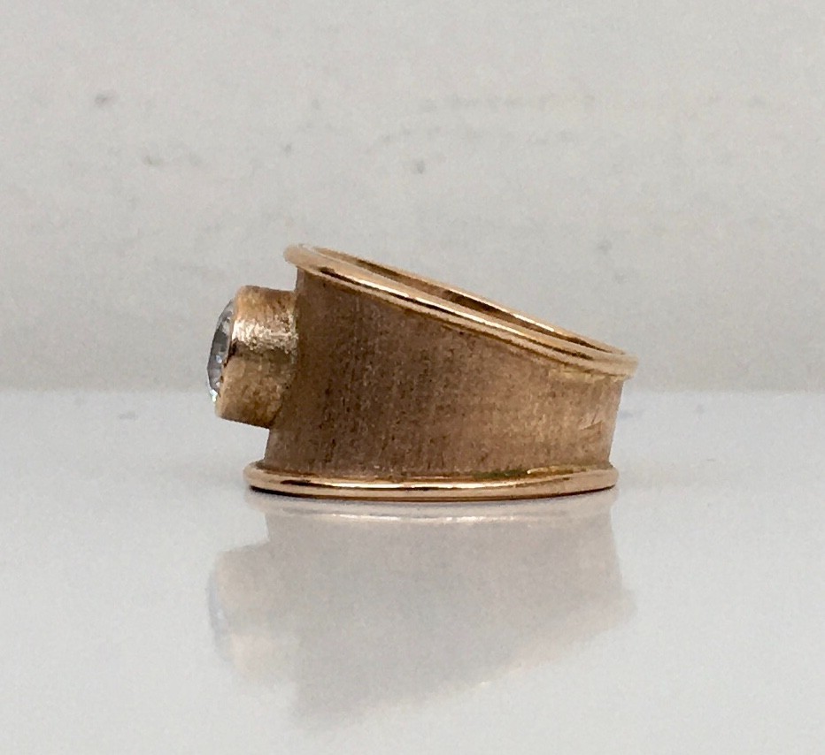 Vintage Original Soviet Solid Rose Gold Rock Crystal Ring 583 14K USSR Ring