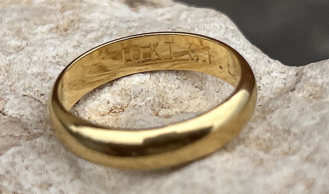 Signed ESPO 10k Gold Filled Ring Wedding Band Size 6 Vintage 4MM Wide Band