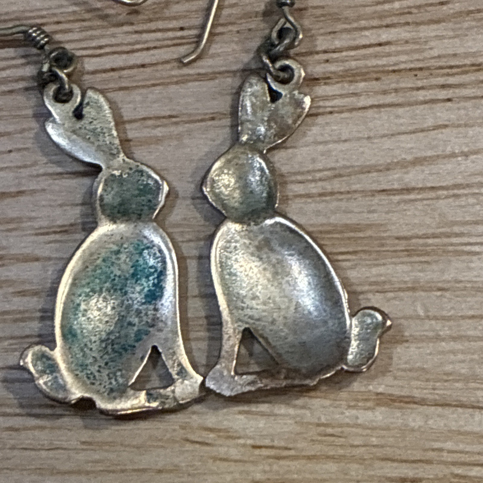 Brass Bunny Rabbit Earrings Vintage Dangle From Estate