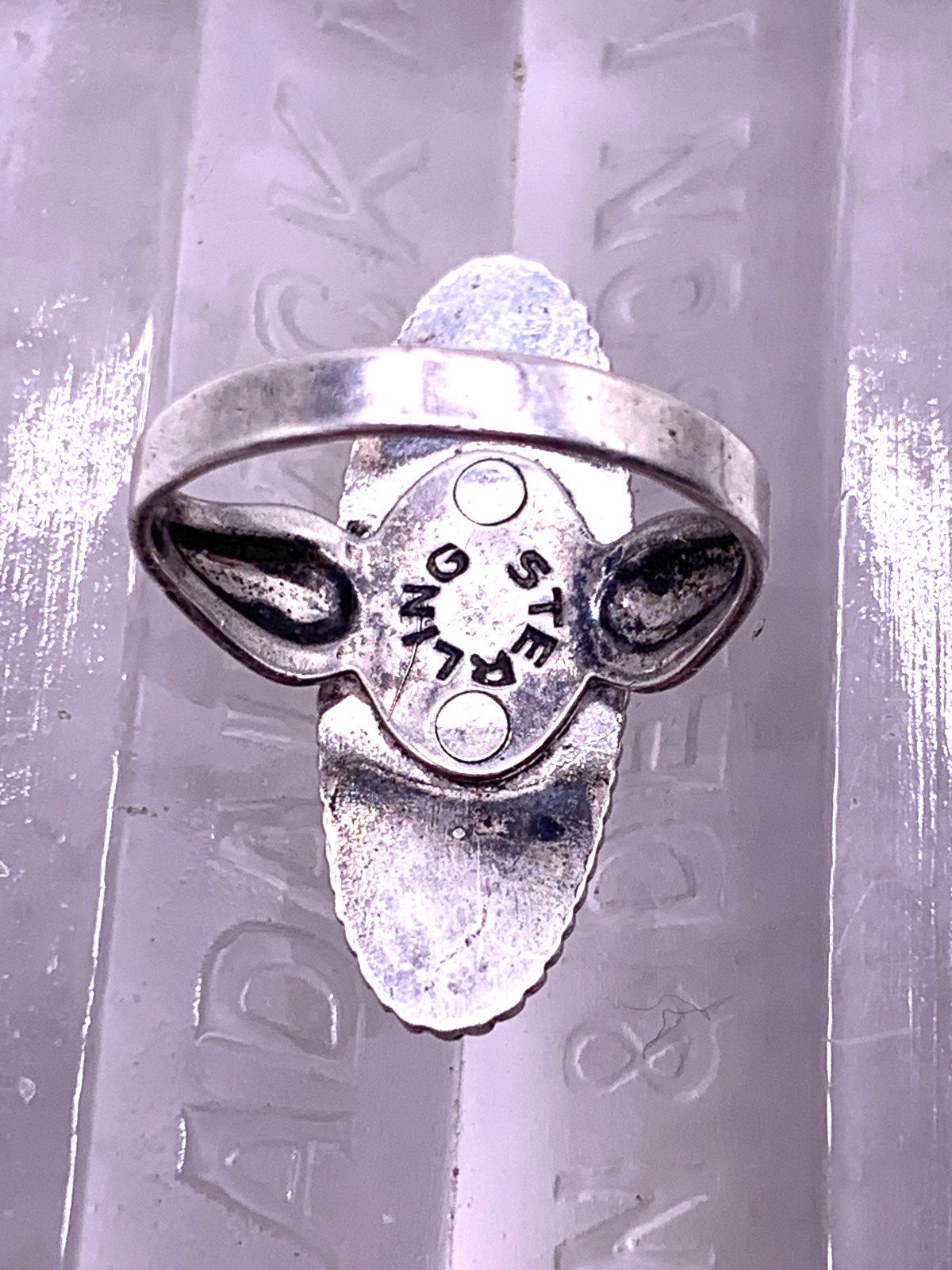 Vintage Sterling Silver Hematite elongated ring size 5.5
