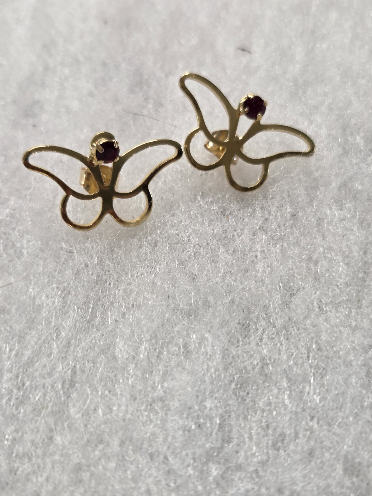 Vtg nos Butterfly prong Garnet rhiinestone pierced Earrings