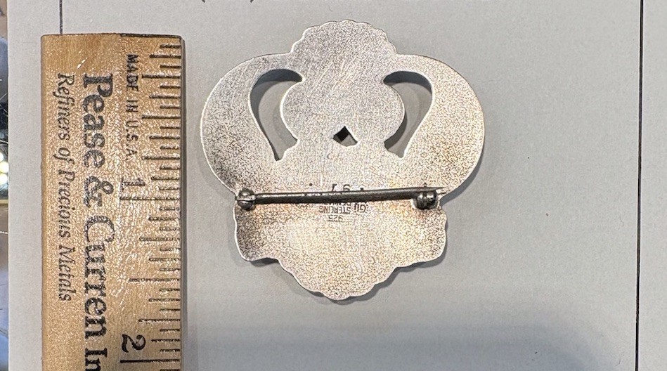 George Jensen Sterling Silver Brooch 2” width 1 5/8” Tall